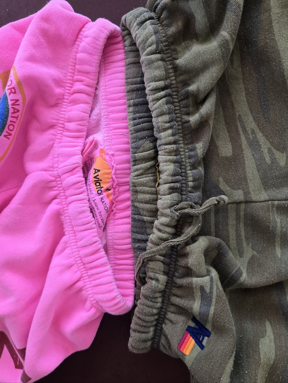 2 Aviator Nation Joggers: Vintage wash Pink + Camo Fits Small 25-27 Waist - Picture 6 of 9